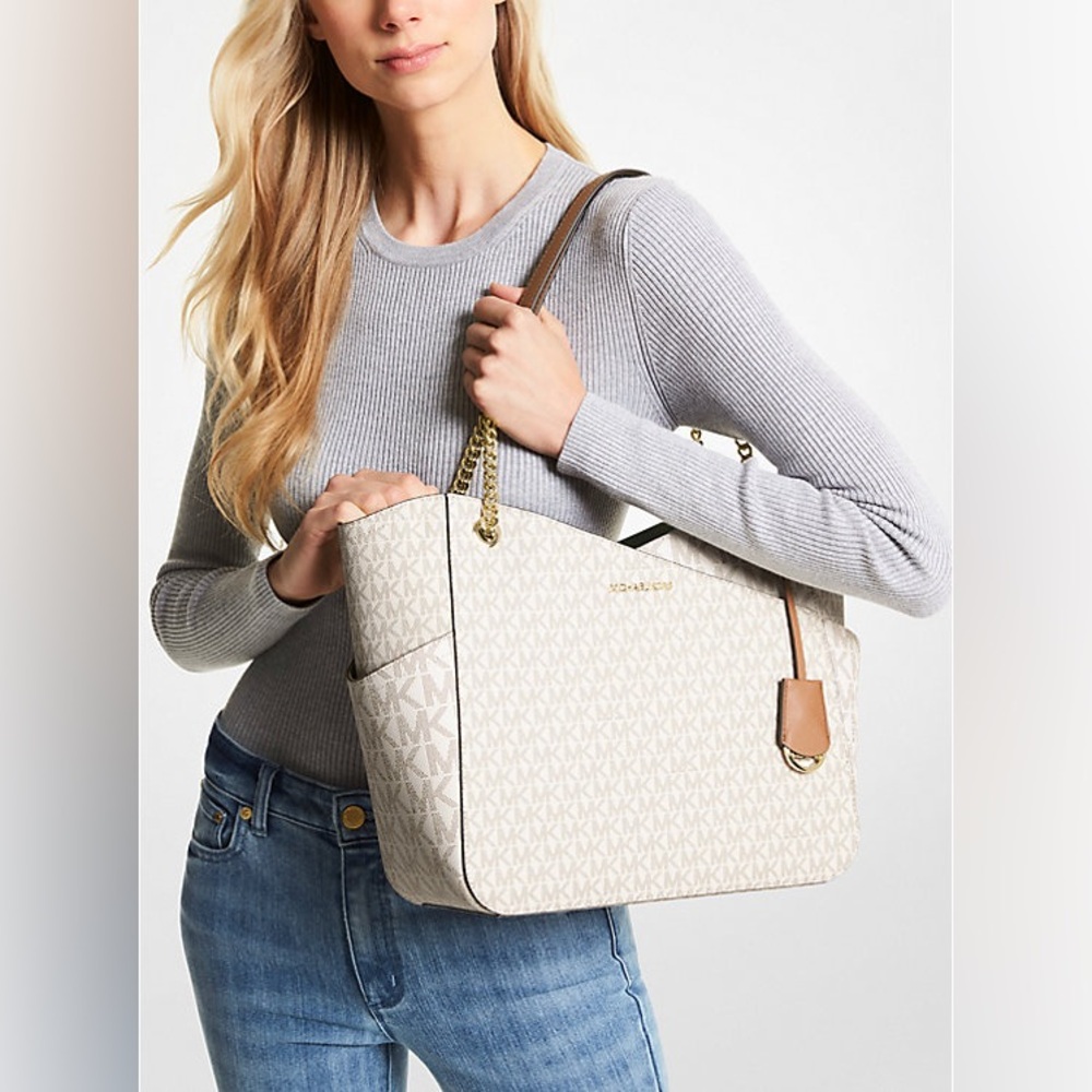 *BRAND NEW 🆕/UNUSED* Michael Kors Vanilla Jet Set Large Logo Shoulder Bag - Picture 2 of 16